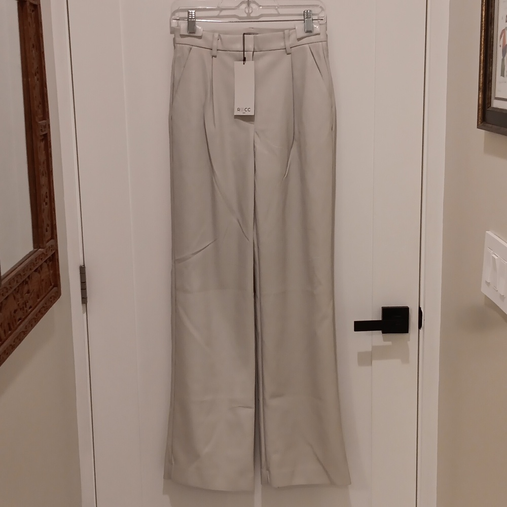 NWT, RECC Paris Vicky Ecru Faux Leather Pants